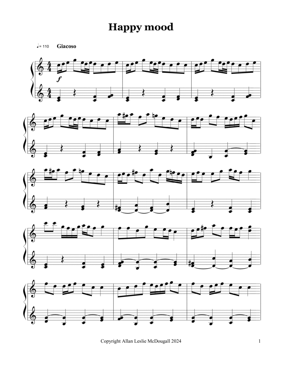 Happy Mood Piano Solo scores gallery preview page 1