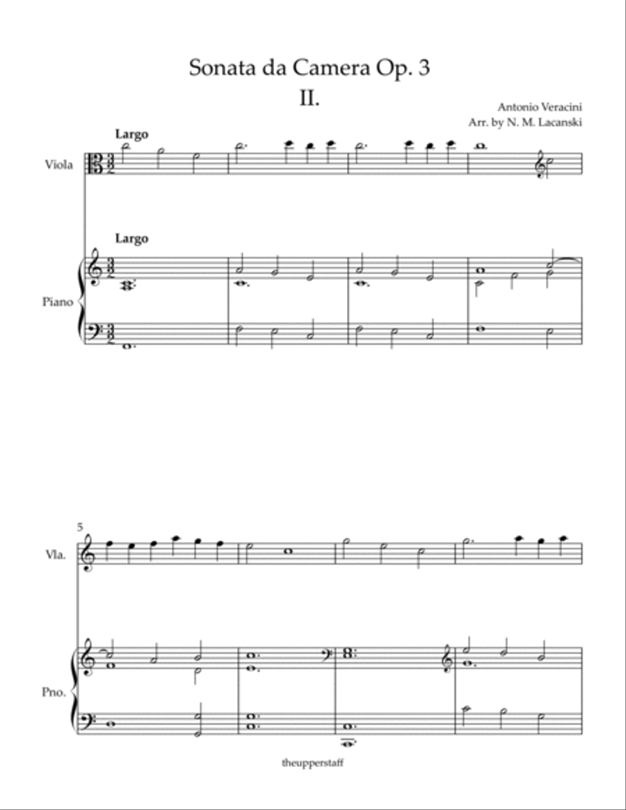 Sonata da Camera Op. 3 II. Largo Viola scores gallery preview page 2