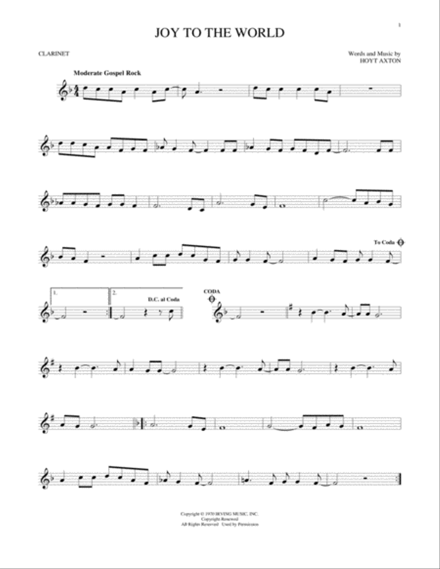Joy To The World Joy To The World Clarinet Solo scores gallery preview page 1