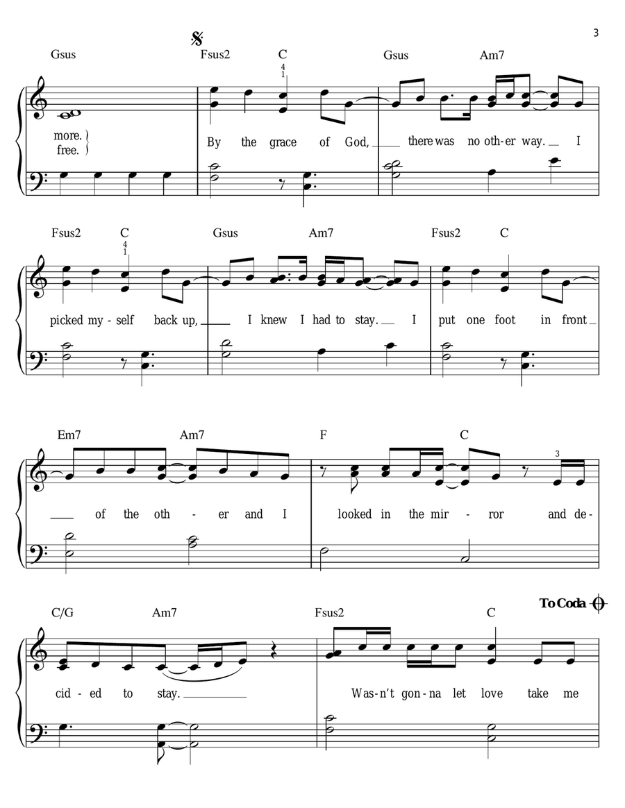 By The Grace Of God Easy Piano scores gallery preview page 3