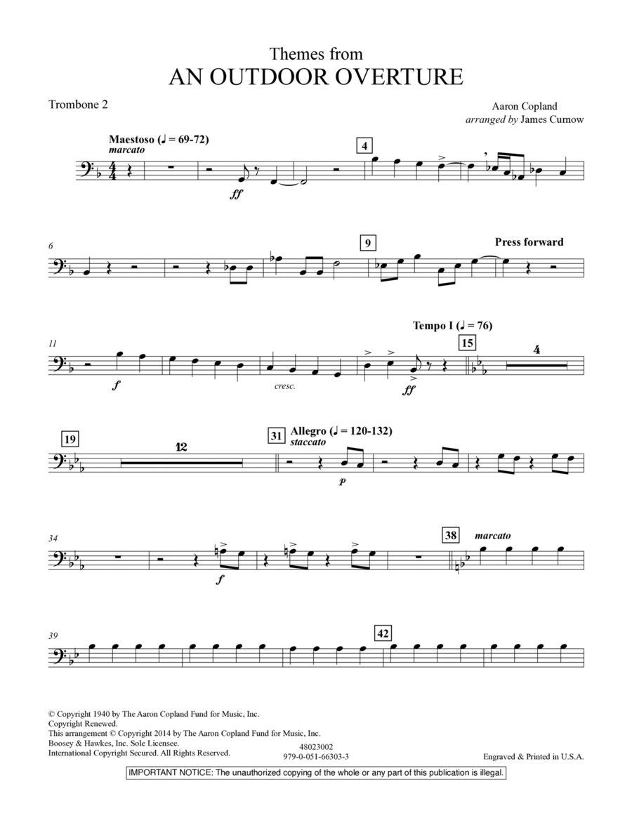 Themes from An Outdoor Overture - Trombone 2 Trombone scores gallery preview page 1
