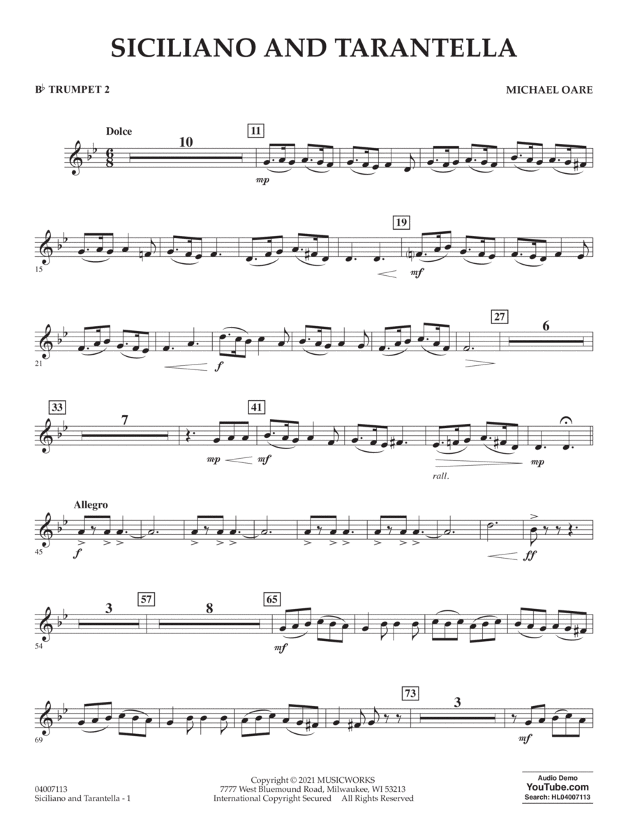 Siciliano and Tarantella - Bb Trumpet 2