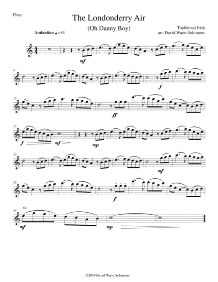 The Londonderry Air (Oh Danny Boy) for flute, clarinet and guitar image number null