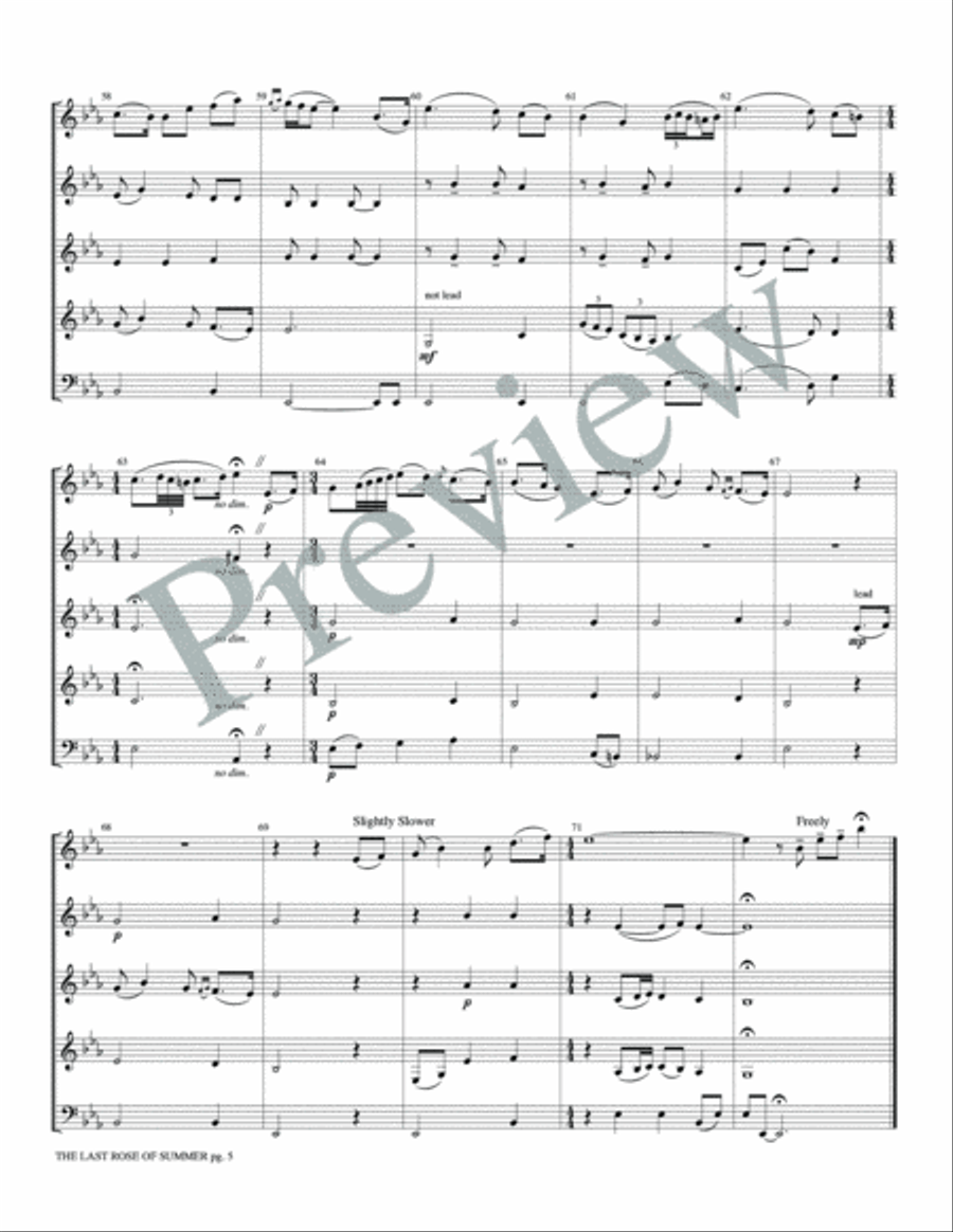 The Last Rose of Summer Woodwind Ensemble scores gallery preview page 7