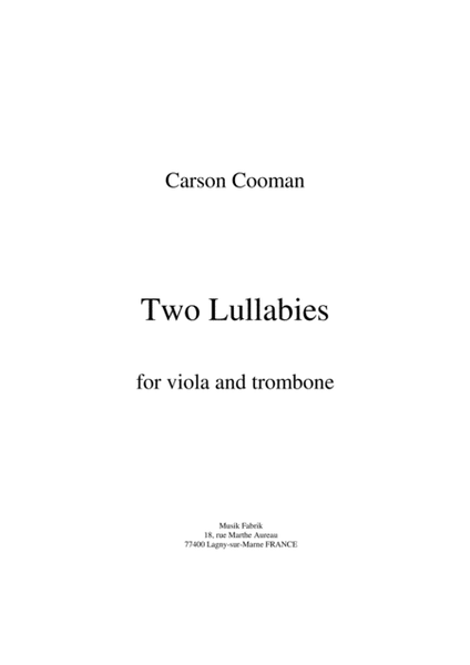 Carson Cooman: Two Lullabies for viola and trombone