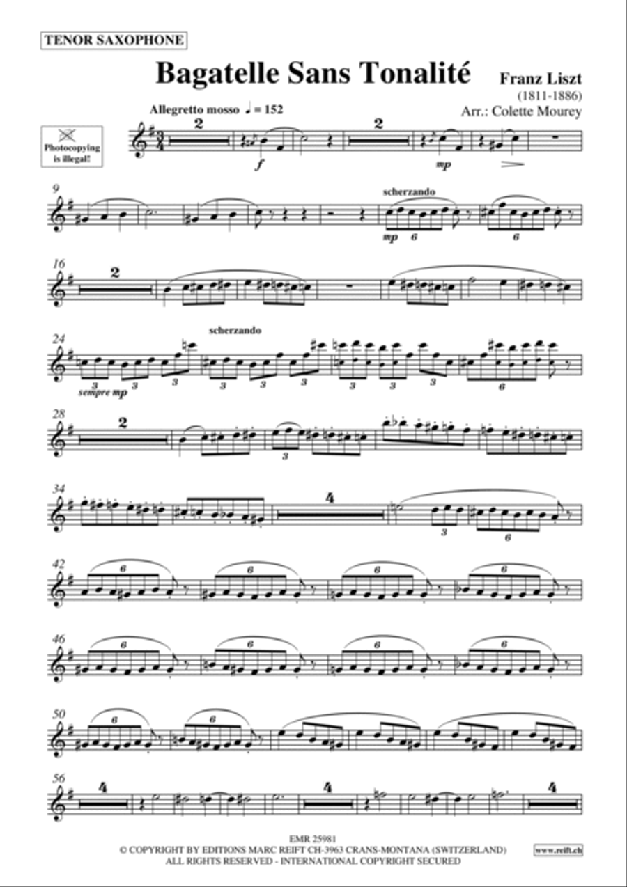 Bagatelle Sans Tonalite Bagatelle Sans Tonalite Tenor Saxophone scores gallery preview page 2