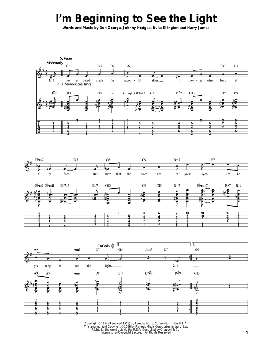 I'm Beginning To See The Light Electric Guitar scores gallery preview page 1