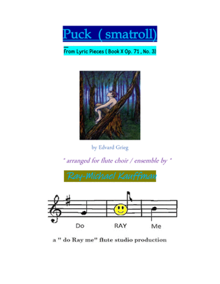 Book cover for Puck ( from Lyric Pieces ) by Grieg arr. for flute choir / ensemble / sextet