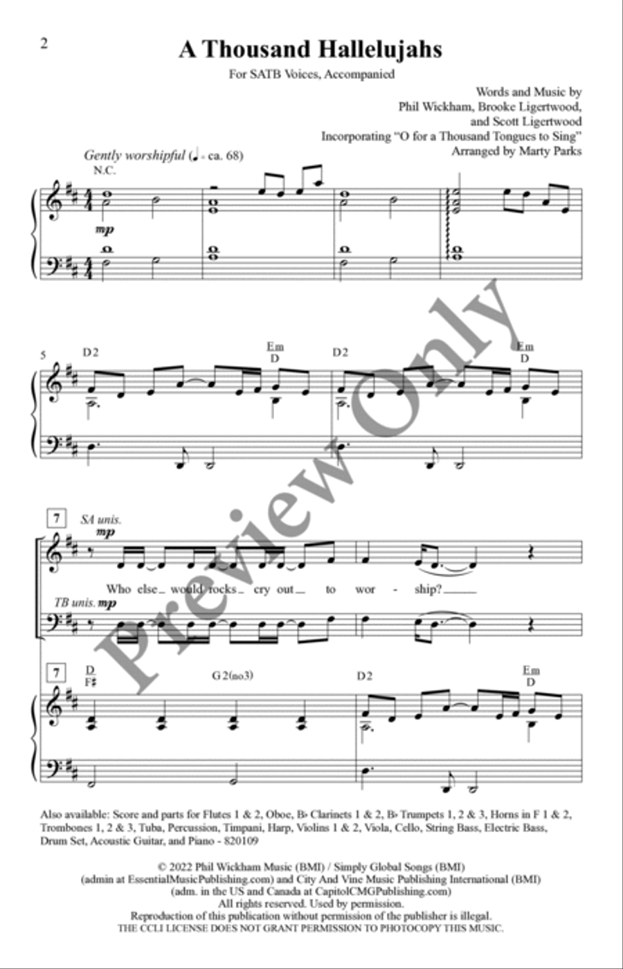 A Thousand Hallelujahs 4-Part scores gallery preview page 2