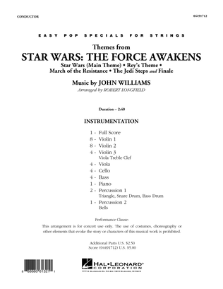Book cover for Themes from Star Wars: The Force Awakens - Conductor Score (Full Score)