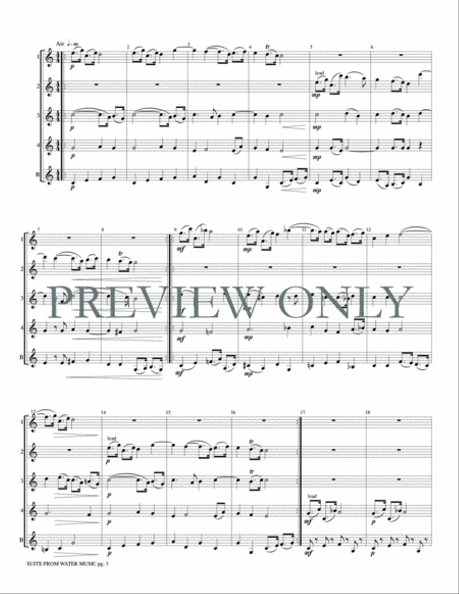 Suite from Water Music Clarinet Quintet scores gallery preview page 5