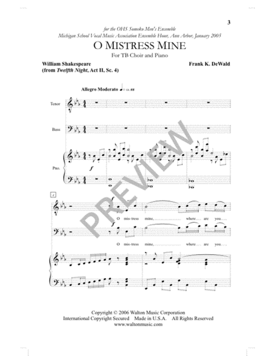 O Mistress Mine (TB) image number null