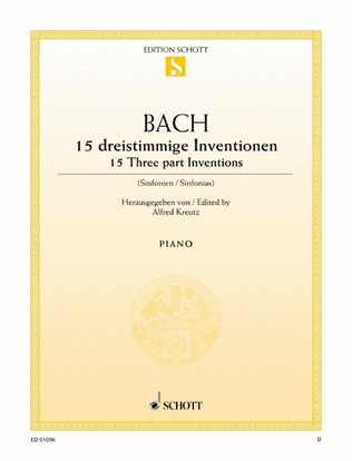 Book cover for 15 Three-Part Inventions, BWV 787-801