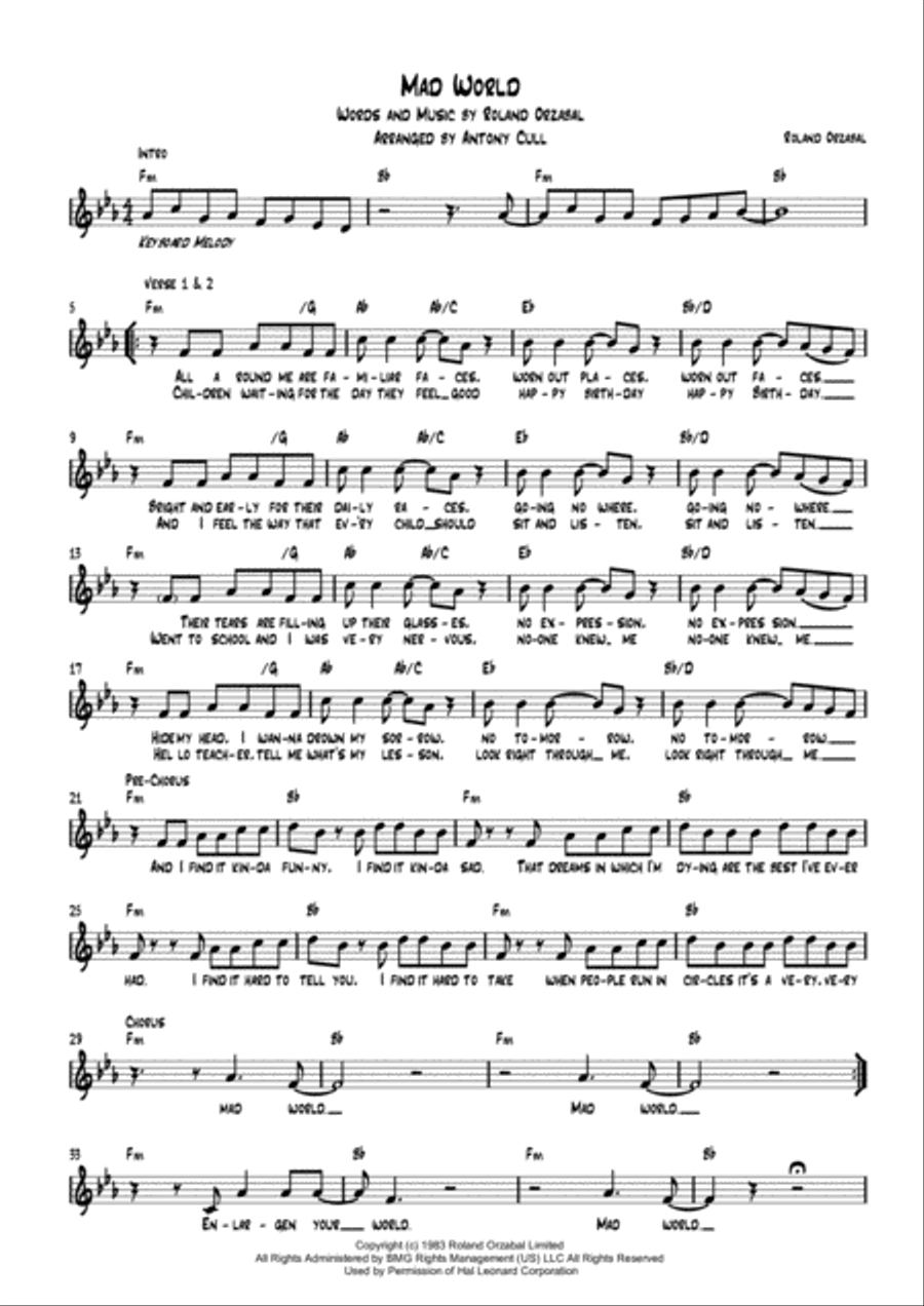 Mad World Small Ensemble scores gallery preview page 1