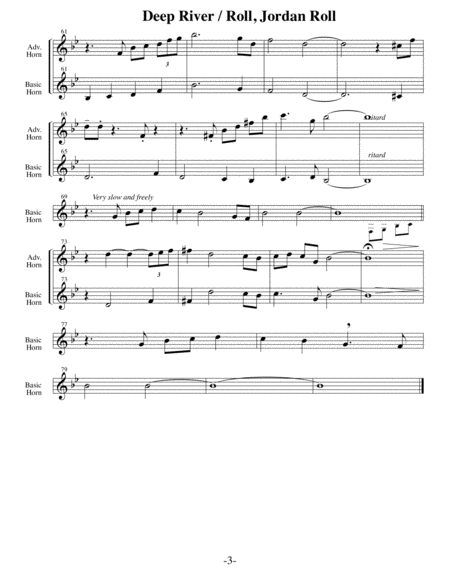 Deep River with Roll Jordan Roll (Arrangements Level 2-5 for HORN + Written Acc) Hymn image number null