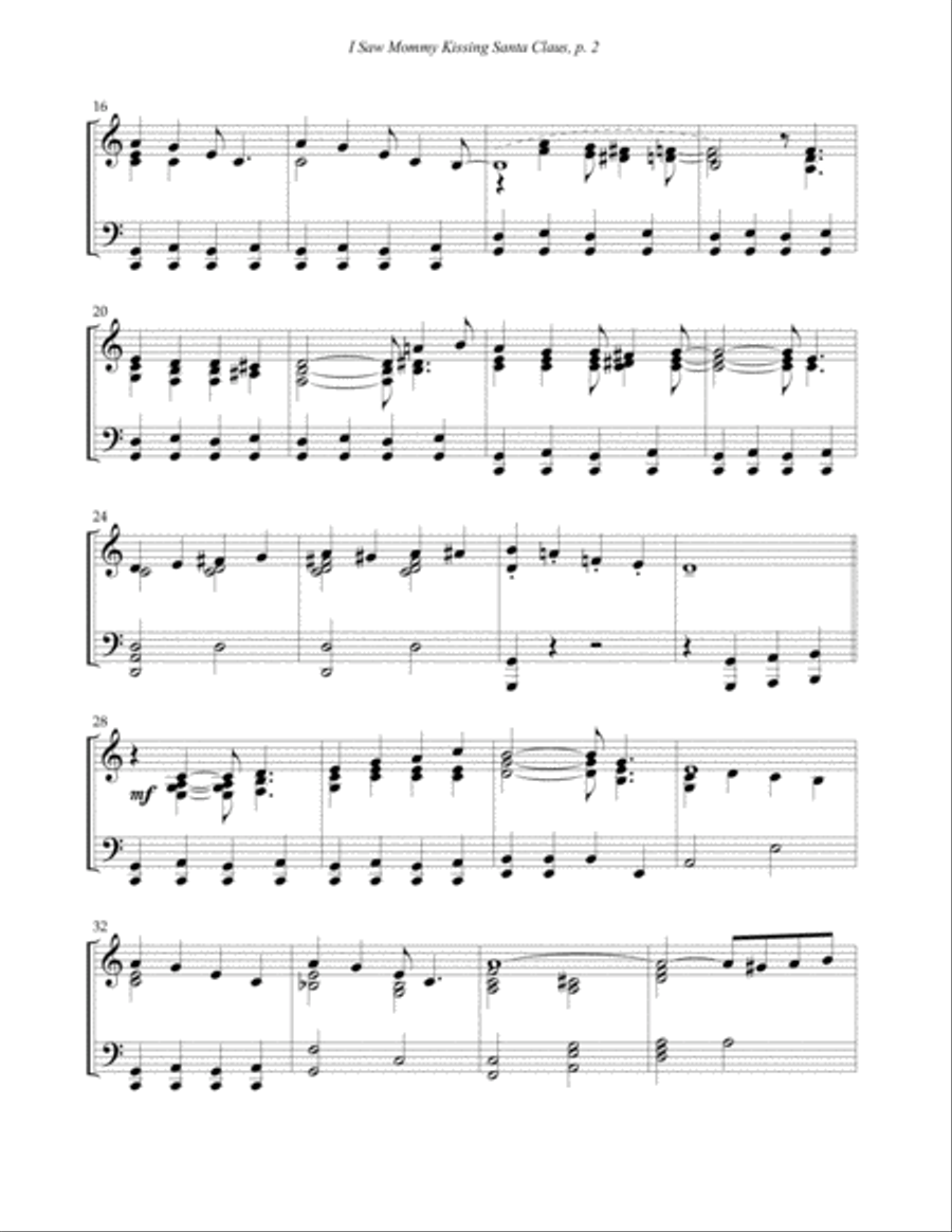 I Saw Mommy Kissing Santa Claus Piano Solo scores gallery preview page 2