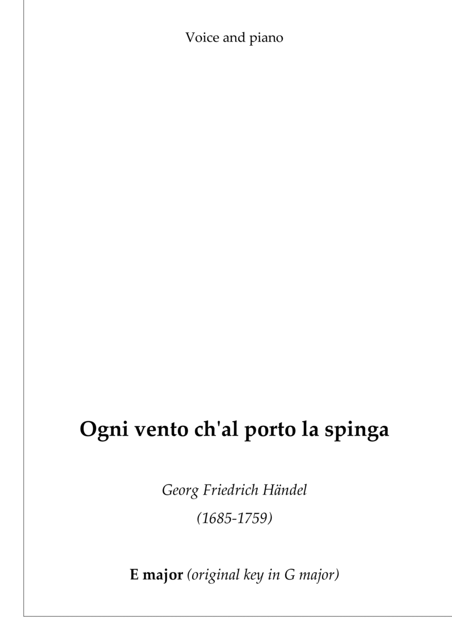 Ogni vento ch'al porto la spinga (Agrippina) (E major) Voice scores gallery preview page 1