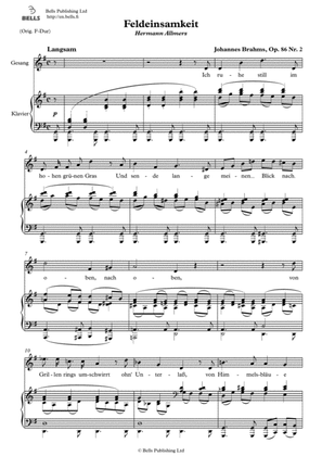 Feldeinsamkeit, Op. 86 No. 2 (G Major)