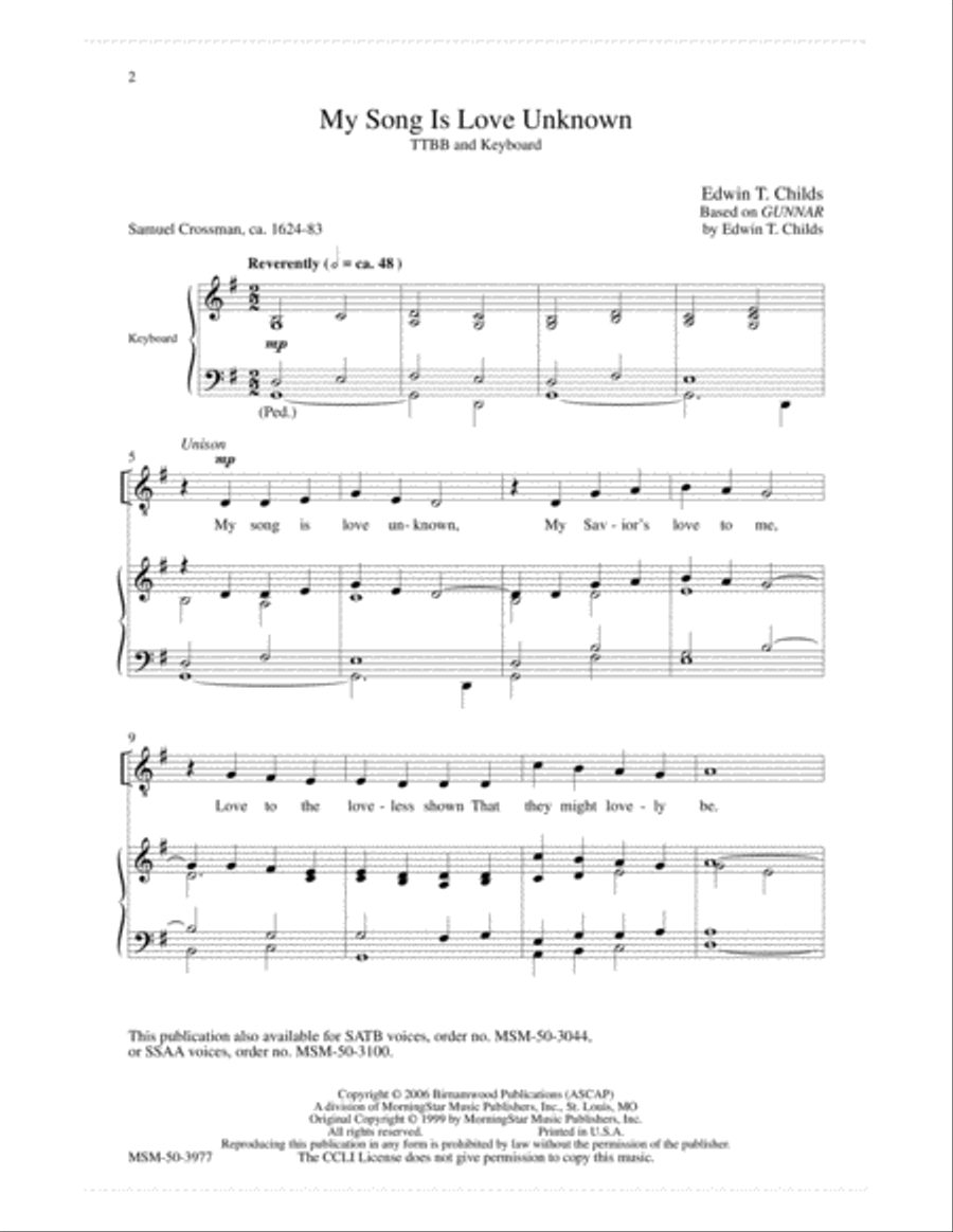 My Song Is Love Unknown TTBB scores gallery preview page 2