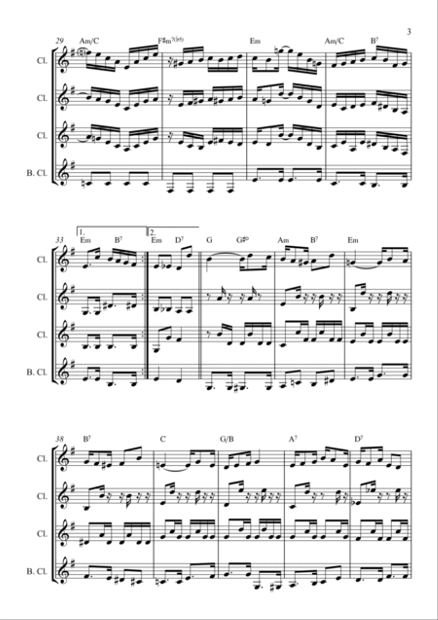 Vou Vivendo Clarinet Quartet scores gallery preview page 3