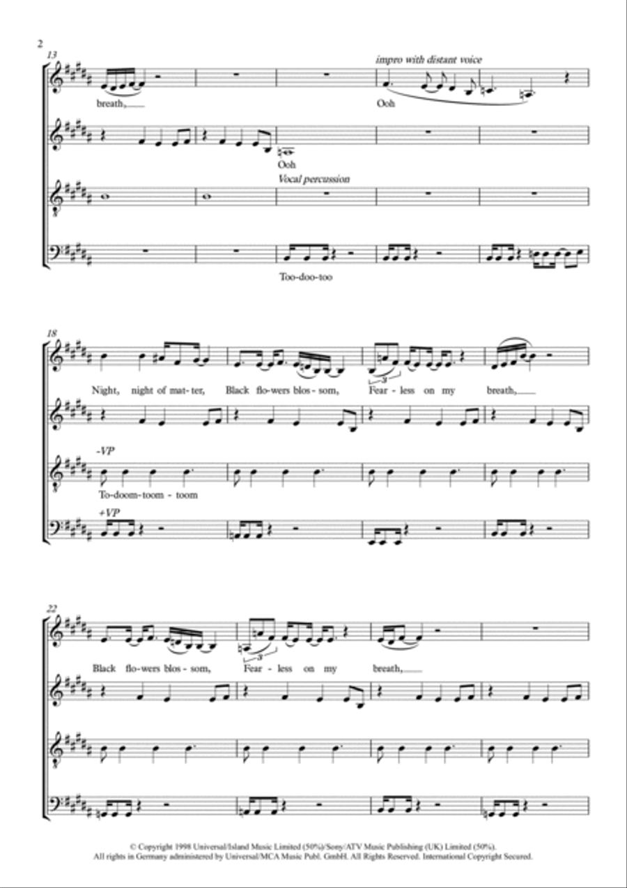 Teardrop (Theme From House) 4-Part scores gallery preview page 2