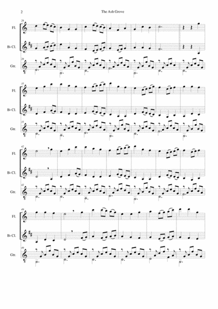 The Ash Grove (Llwyn Onn) for flute, clarinet and guitar image number null