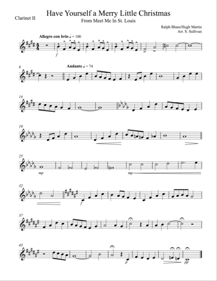 Have Yourself A Merry Little Christmas Clarinet Quintet scores gallery preview page 4