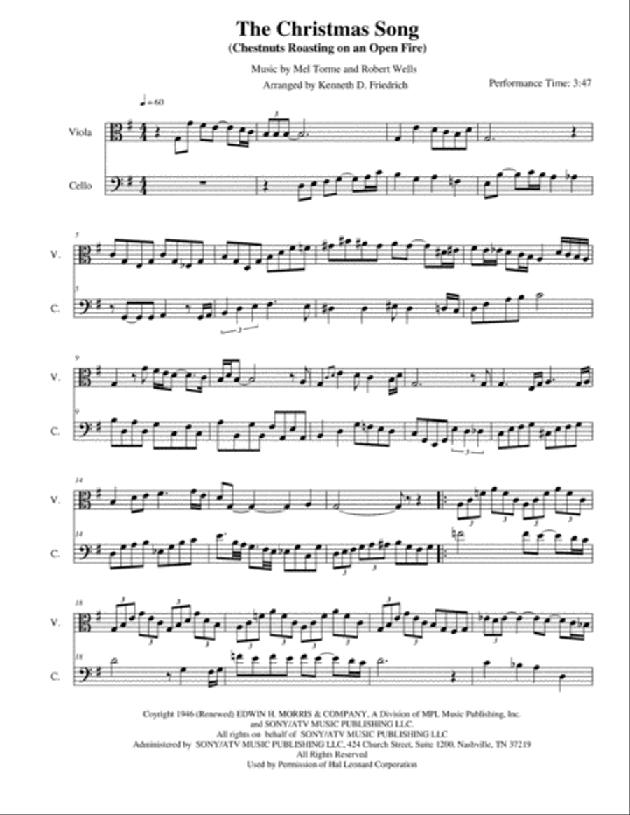 The Christmas Song (Chestnuts Roasting On An Open Fire) String Duet scores gallery preview page 1