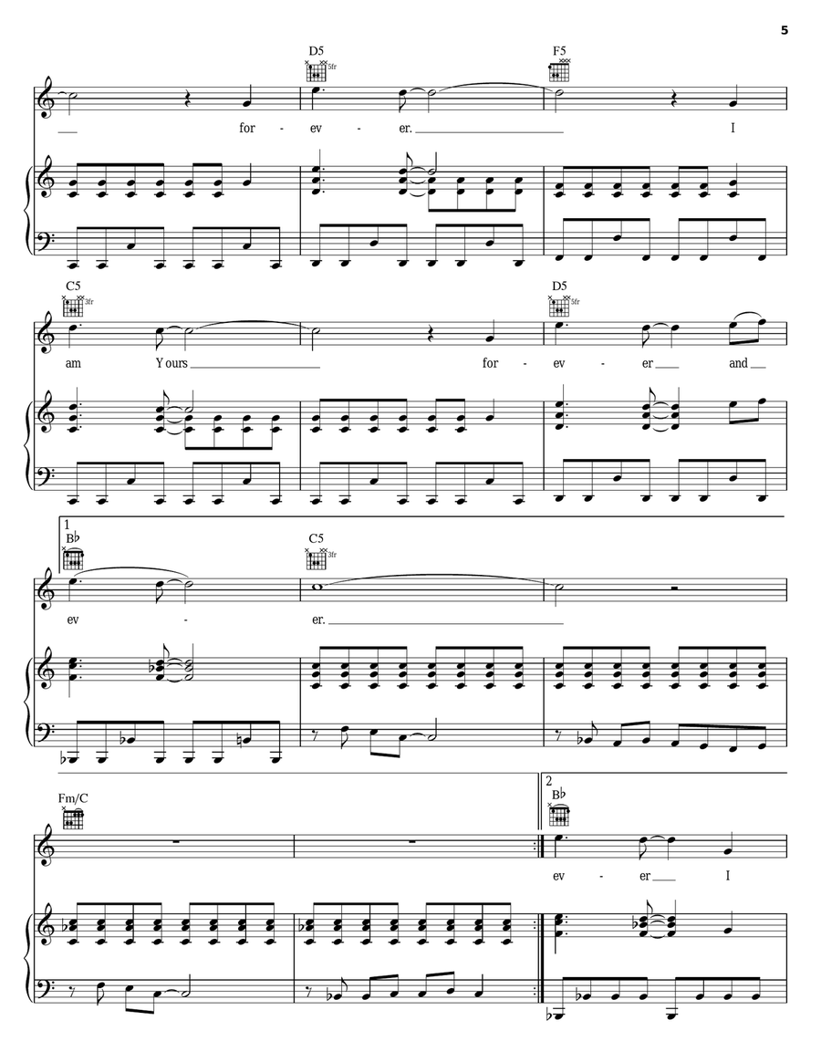 I Am Yours Forever I Am Yours Forever Piano, Vocal, Guitar scores gallery preview page 5