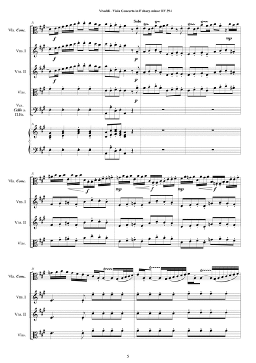 Vivaldi - Viola Concerto in F sharp minor RV394 for Viola concertante, Strings and Cembalo image number null
