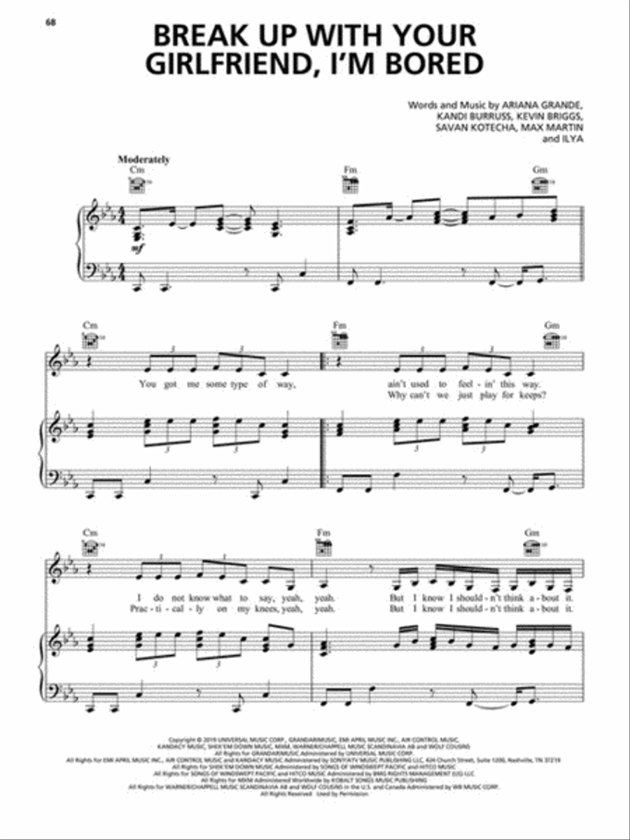 Ariana Grande – Thank U, Next Piano, Vocal, Guitar scores gallery preview page 6
