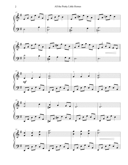 All the Pretty Little Horses - intermediate piano image number null