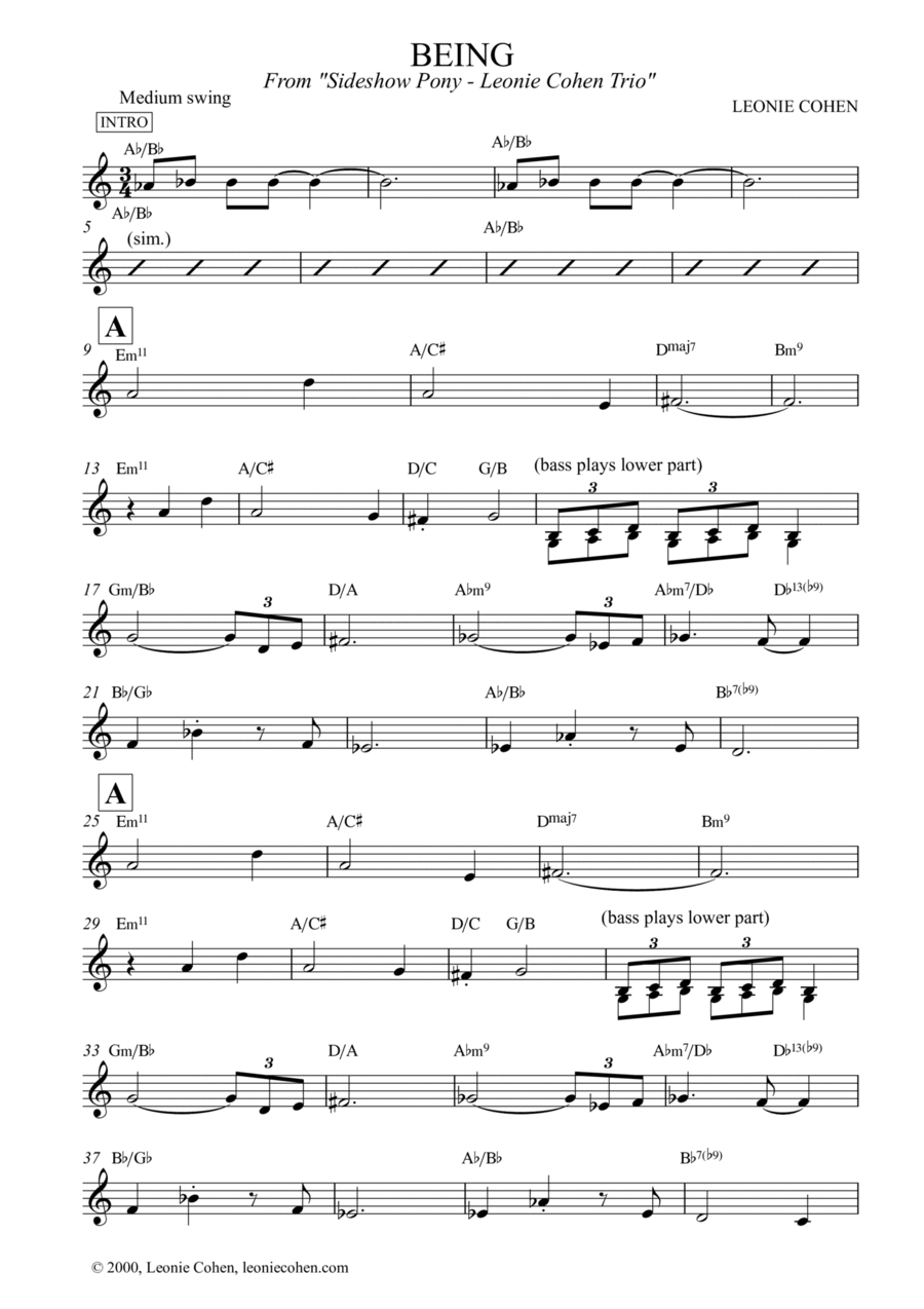 Being Being Piano scores gallery preview page 1