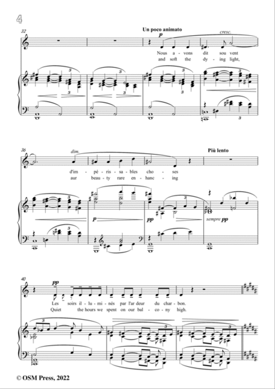 Debussy-Le balcon,CD 70 No.1,in C Major,from '5 Poemes de Baudelaire,CD 70'for Voice and Piano Voice Solo scores gallery preview page 6