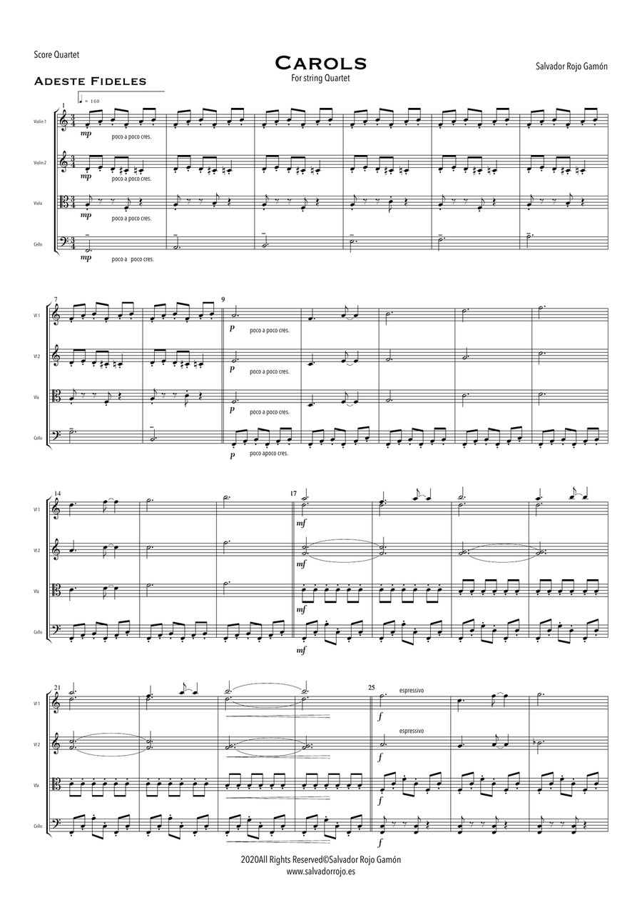 Adeste fideles for String Quartet String Quartet scores gallery preview page 2