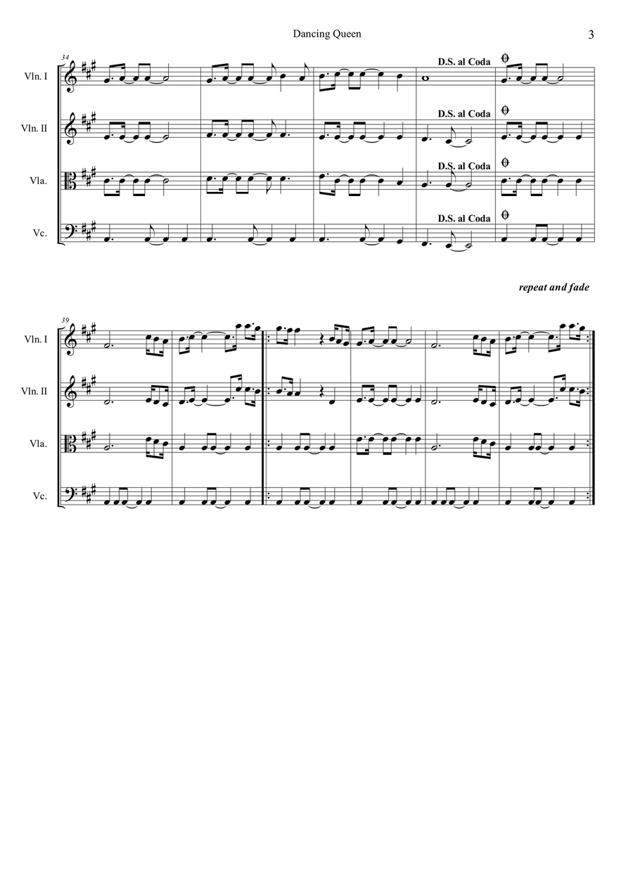Dancing Queen Dancing Queen String Quartet scores gallery preview page 3