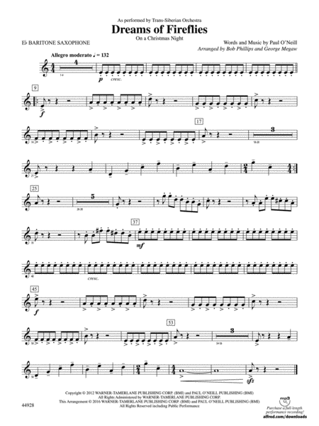 Dreams of Fireflies (On a Christmas Night): E-flat Baritone Saxophone