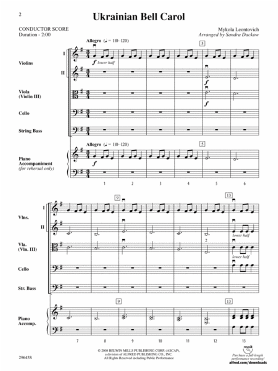 Ukranian Bell Carol: Score String Orchestra scores gallery preview page 2