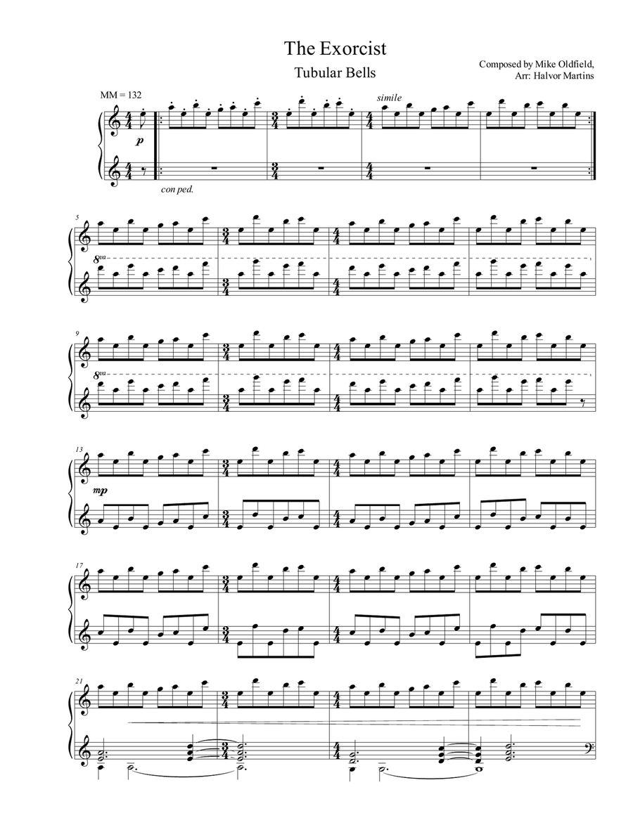 Tubular Bells Piano Solo scores gallery preview page 1