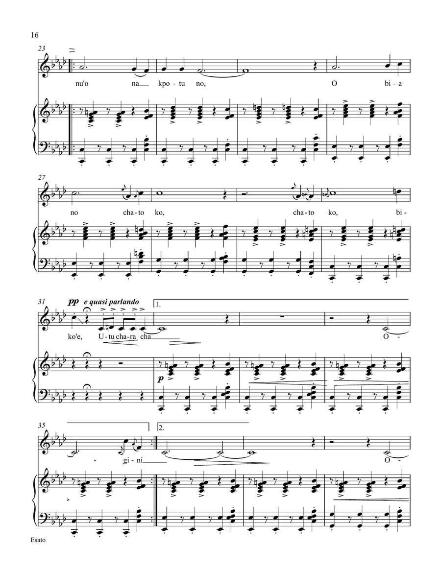 Twelve African Songs for Solo Voice and Piano - 4. ESATO (