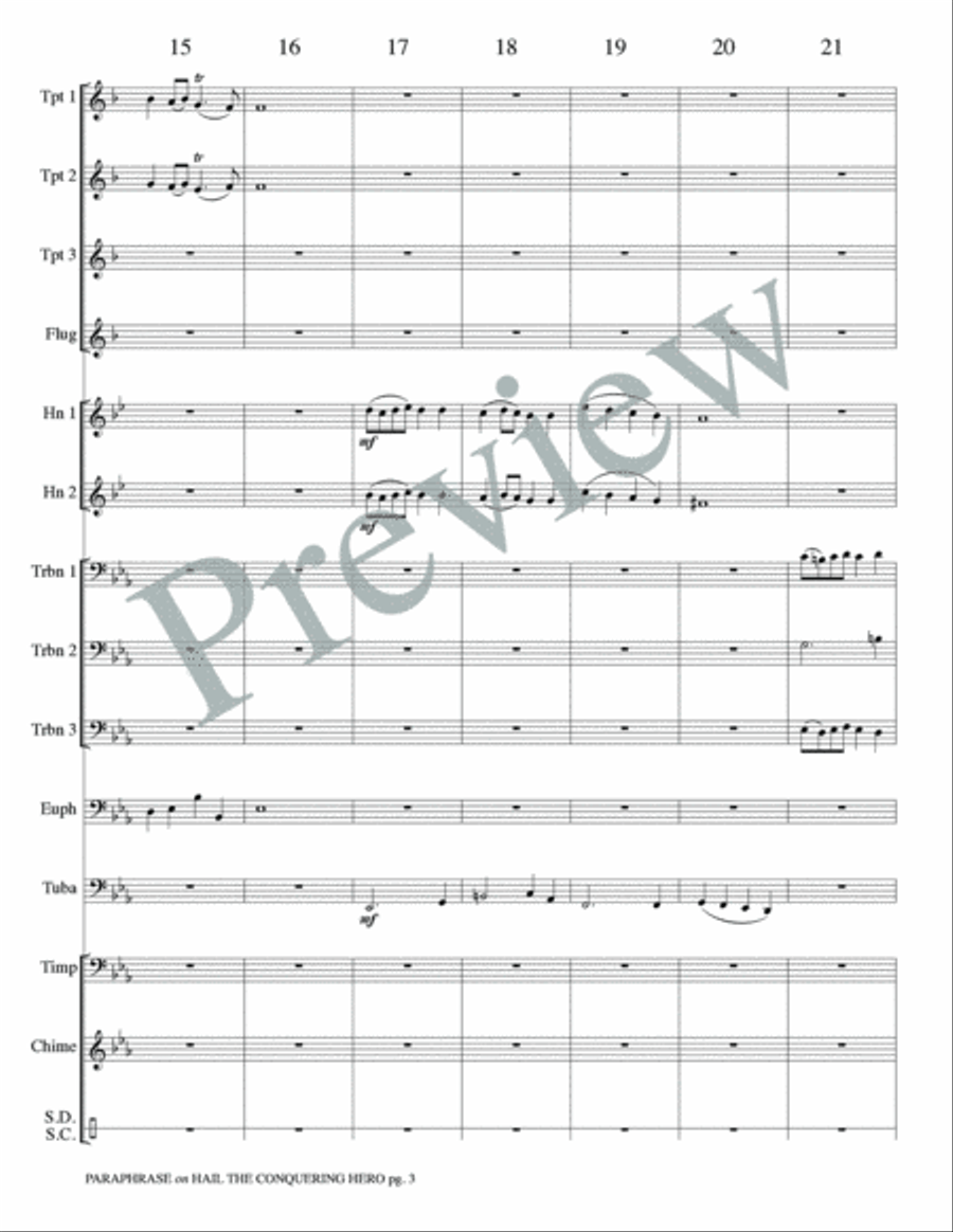 Paraphrase on Hail the Conquering Hero Small Ensemble scores gallery preview page 5