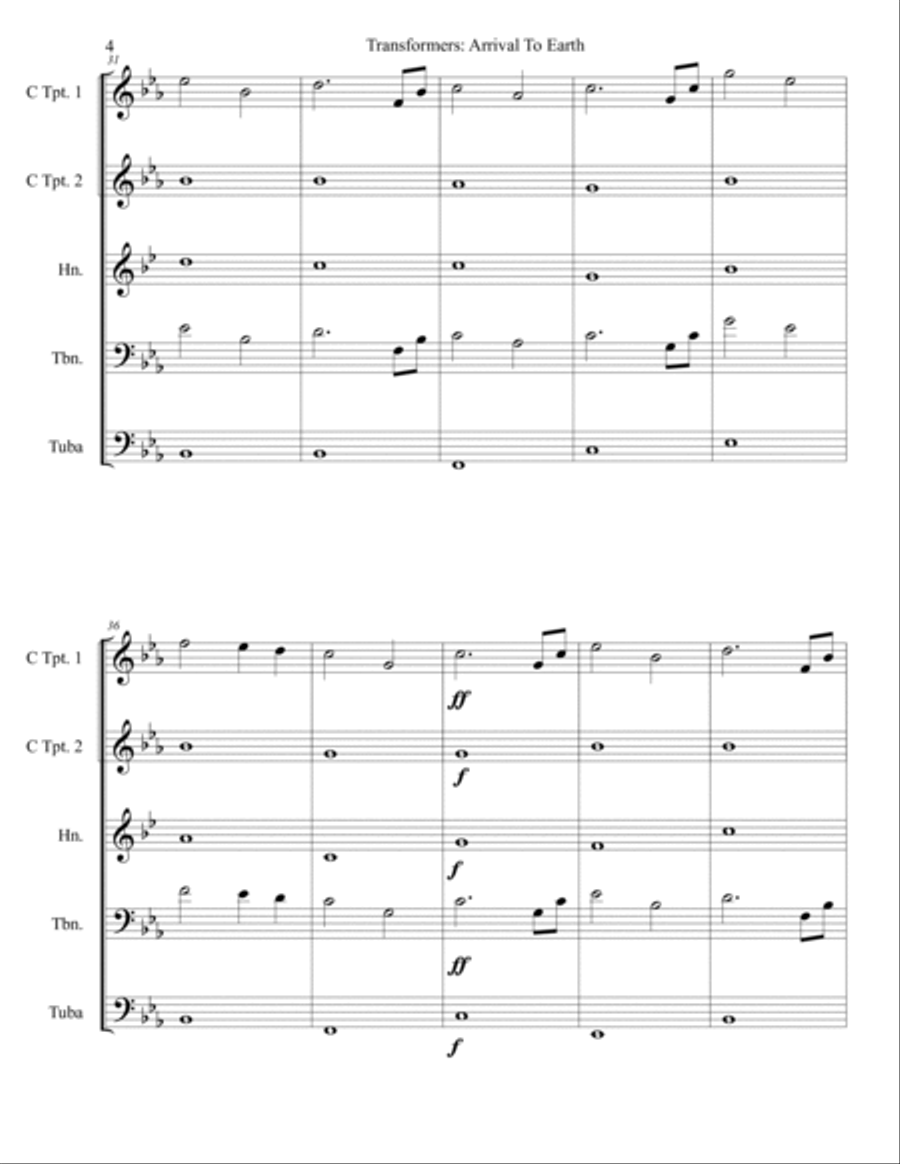 Transformers: Arrival To Earth Brass Ensemble scores gallery preview page 5