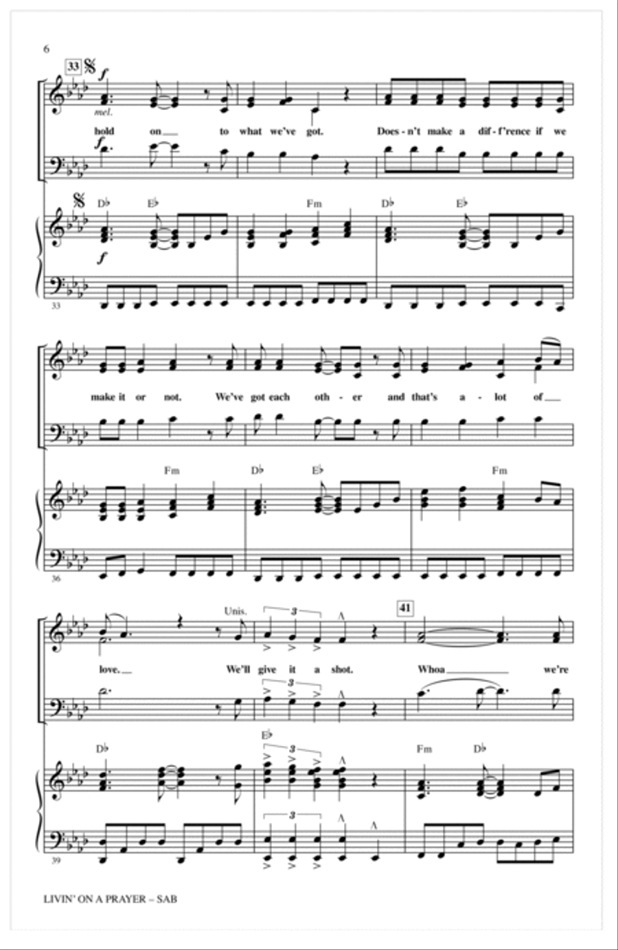Livin' On A Prayer (arr. Mac Huff) 3-Part scores gallery preview page 5