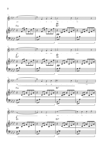 Bach / Gounod Ave Maria in A flat [Ab] • soprano sheet music with piano accompaniment and chords image number null