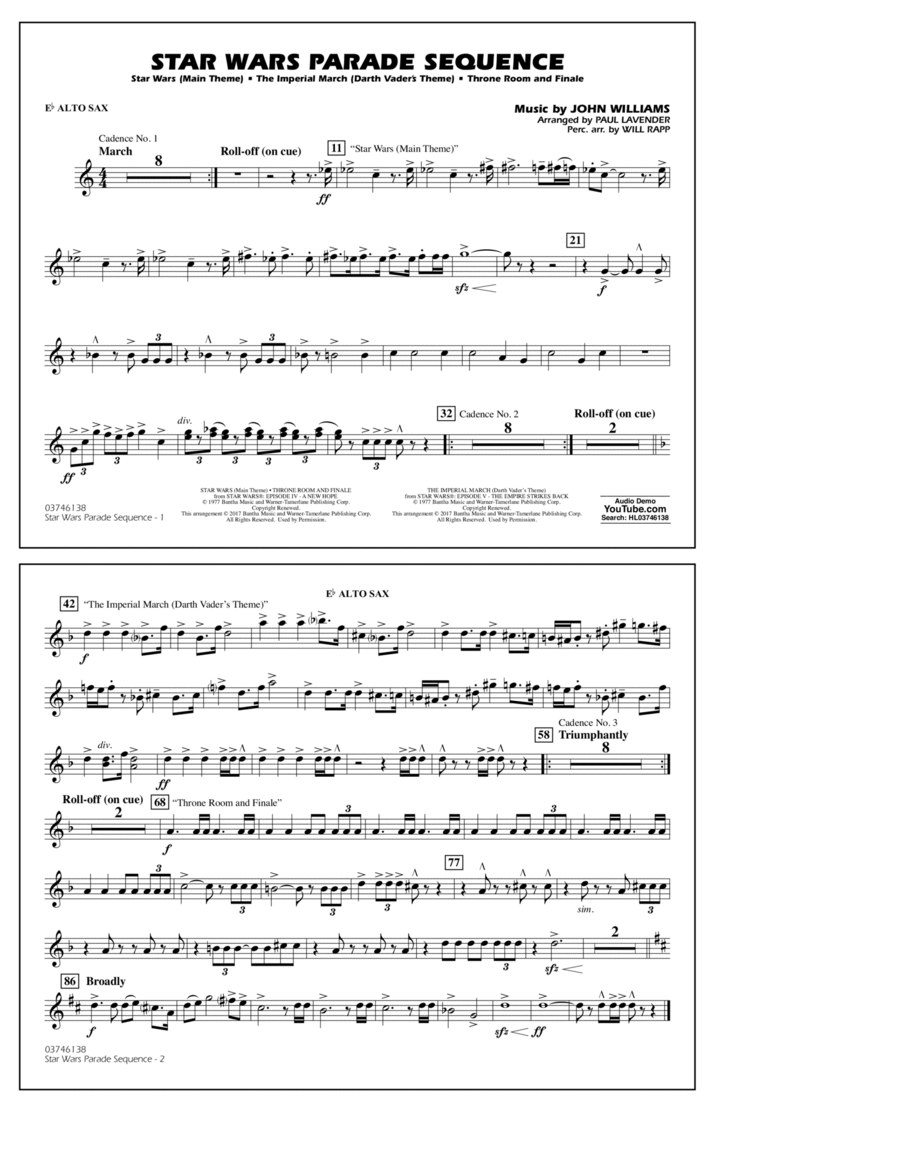 Star Wars Parade Sequence - Eb Alto Sax