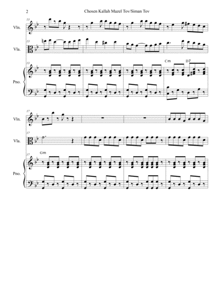 Chosen Kallah Mazel Tov/Siman Tov (for Violin, Viola, Flute and Piano) image number null
