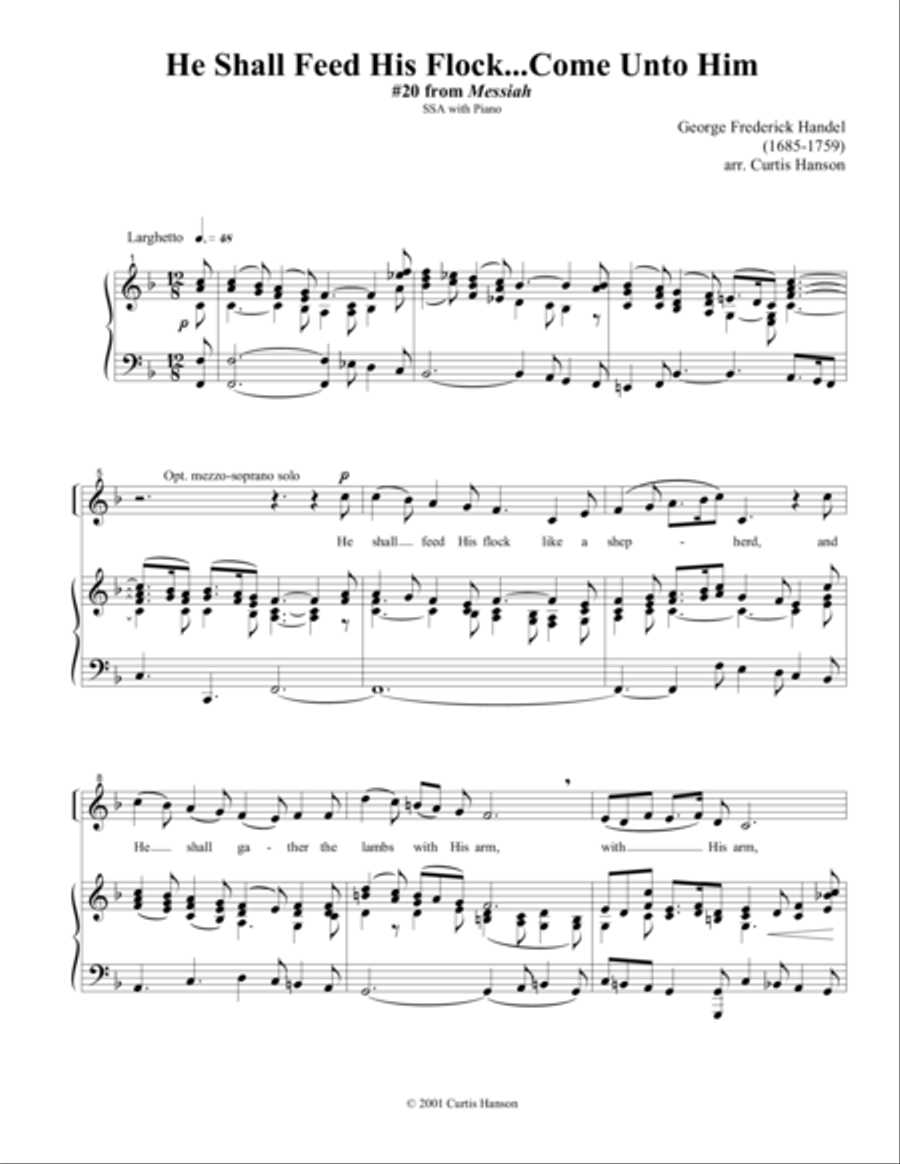 He Shall Feed His Flock (SSA) SSA scores gallery preview page 1