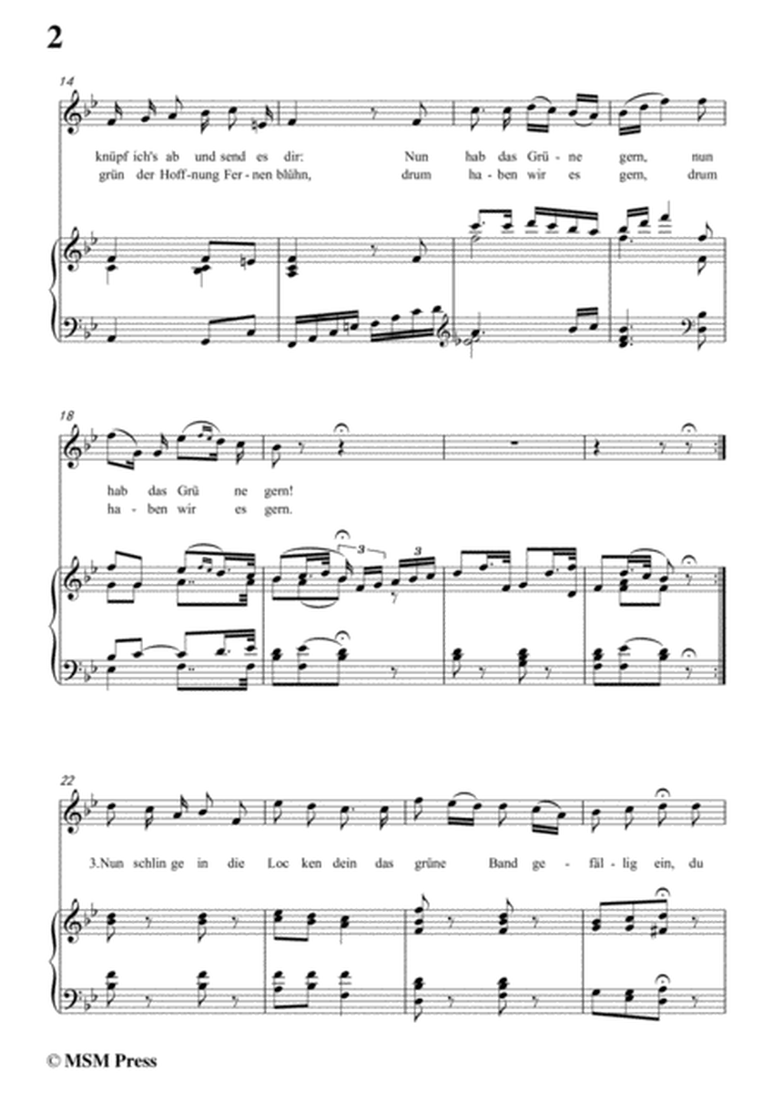 Schubert-Mit dem grünen Lautenbande,Op.25 No.13,in B flat Major,for Voice&Piano image number null