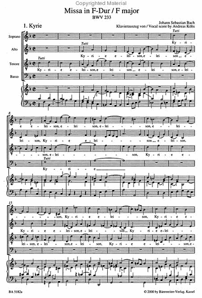 Mass in F major BWV 233 'Lutheran Mass 1'