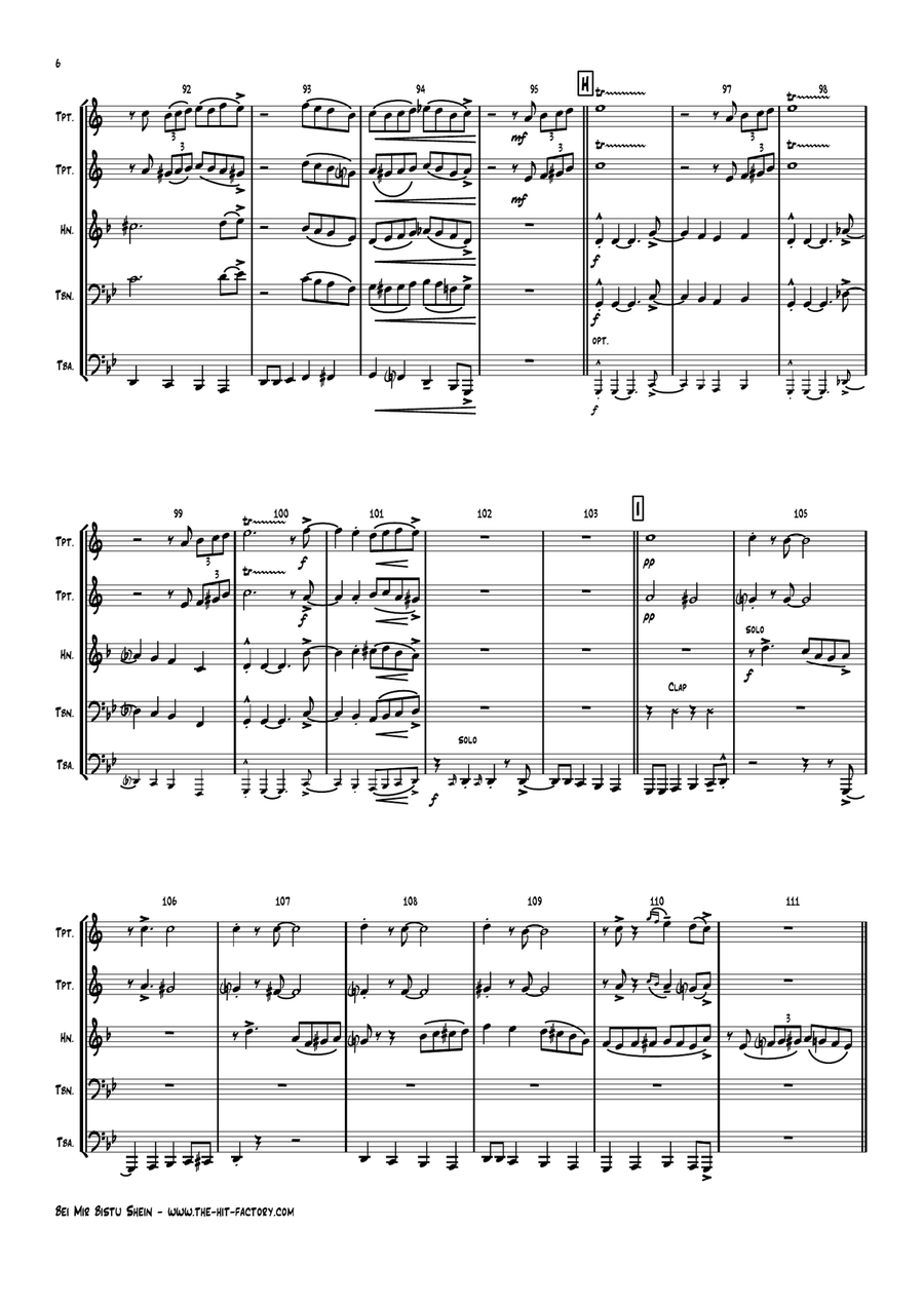 Bei Mir Bist Du Schon (means That You're Grand) Brass Ensemble scores gallery preview page 6